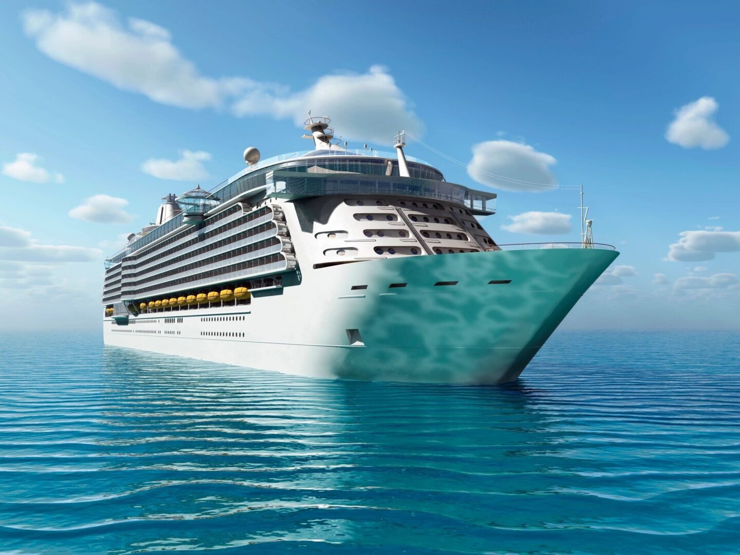 fm=f_6059 A large cruise ship in the ocean with blue skies.