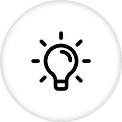 A light bulb icon on top of a green background.